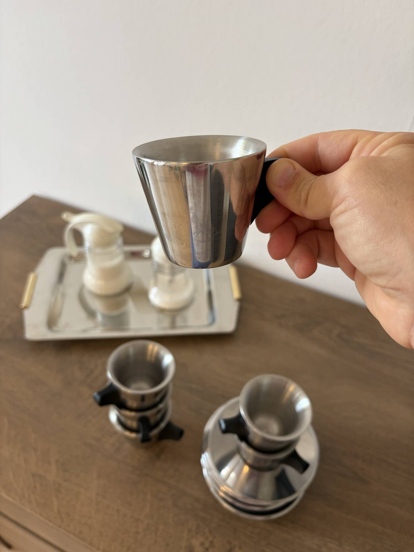 Ikea trivsel vintage 90s espresso coffee service – stainless steel – set of