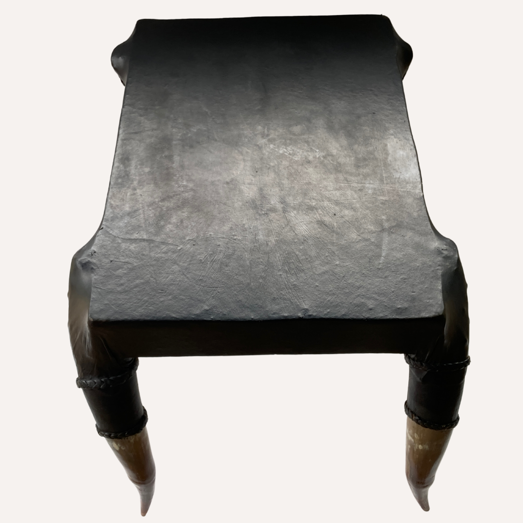 Edwardian, antique leather Cowhorn Table, 1901-1914