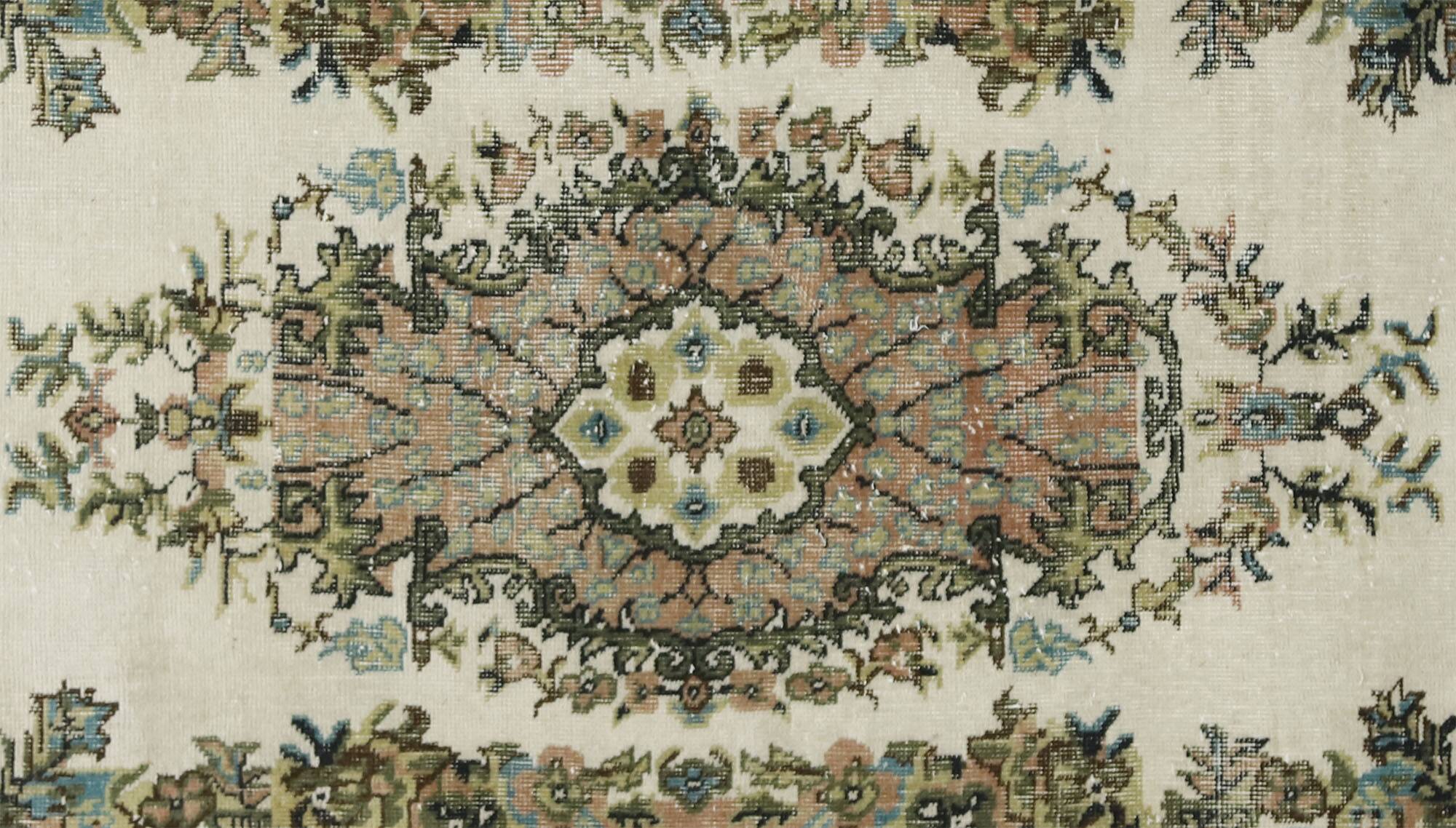 Turkish Anatolian Handmade Vintage Area Rug 212 cm x 125 cm