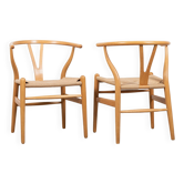 Paire de chaises Wishbone originales du milieu du siècle par Hans Wegner pour Carl Hansen & Søn
