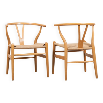 Paire de chaises Wishbone originales du milieu du siècle par Hans Wegner pour Carl Hansen & Søn