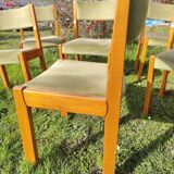 Set of 6 wooden chairs with velvet seat