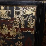 Screen with Japanese decor and black lacquer