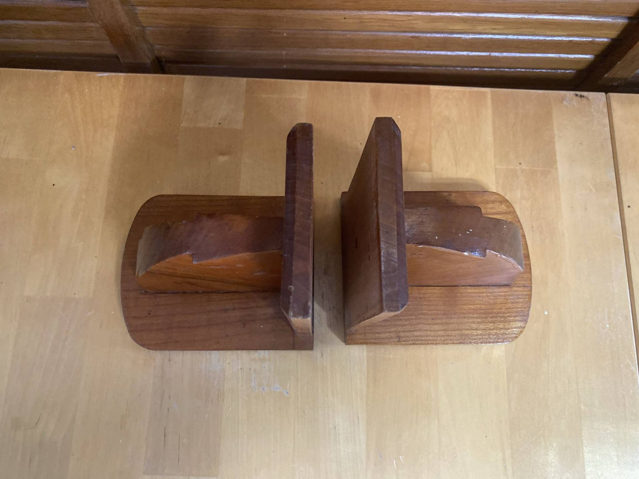 Pair of Vintage Art Deco Wooden Bookends Made in France #E068