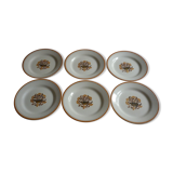 6 plates flat vintage creil montereau eyelets orange