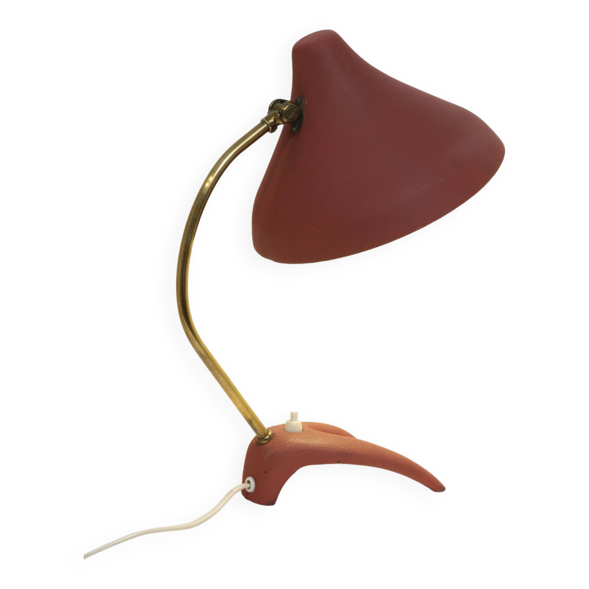 Lampe de bureau rouge Ewa Varnamo, années 1950