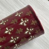 Petit vase rouleau ancien en céramique émaillée rouge