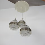 Mid century adjustable glass chandelier by pokrok zilina, 1970s