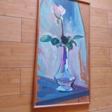 Peinture , huile sur bois , bouquer de fleurs signé Pascal Louvet