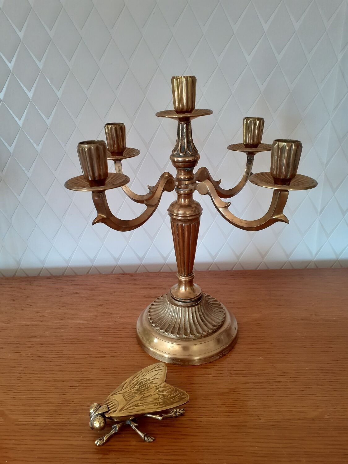 5-light bronze or gilded brass candlestick