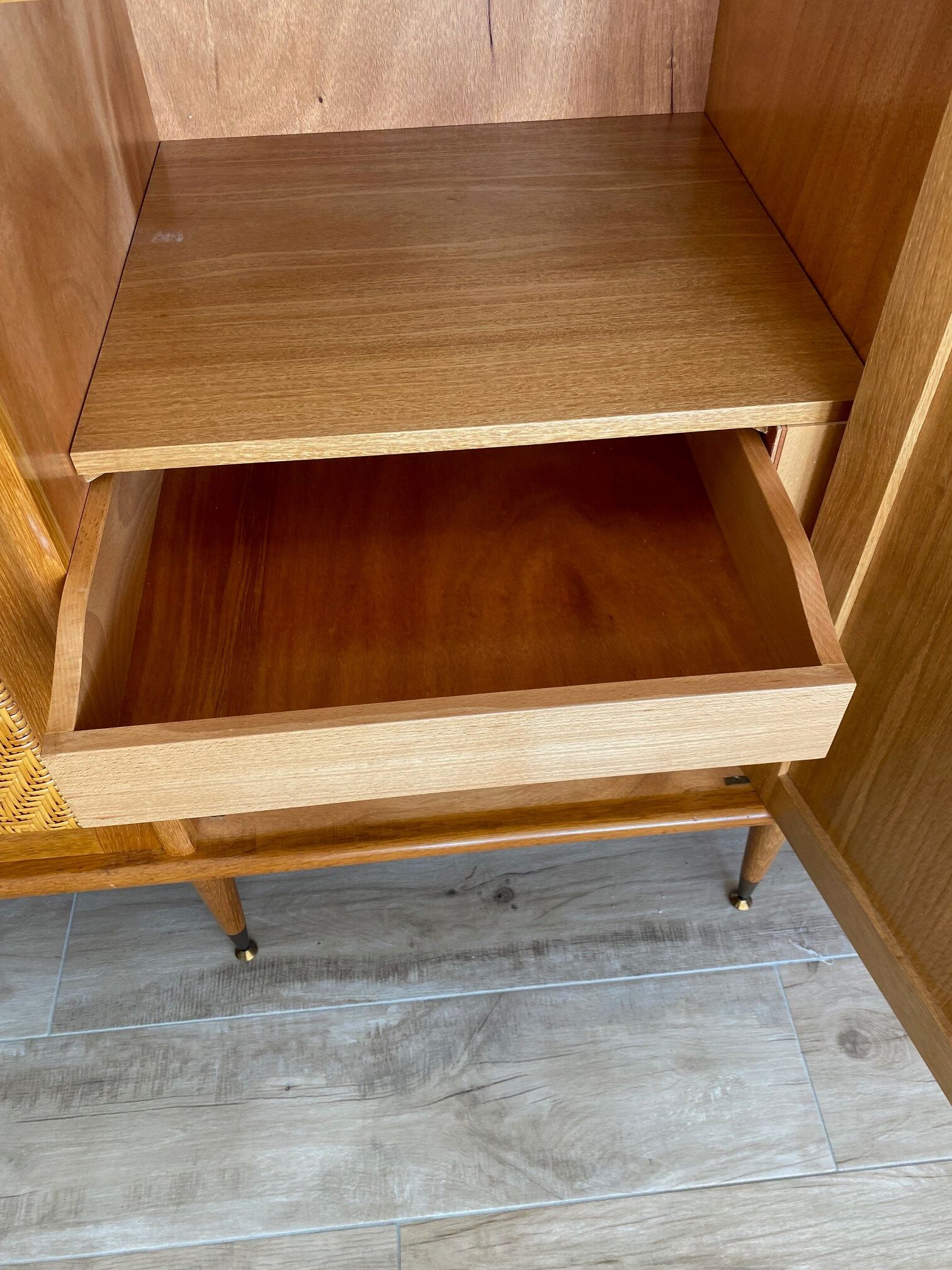 Chene and rattan cabinet