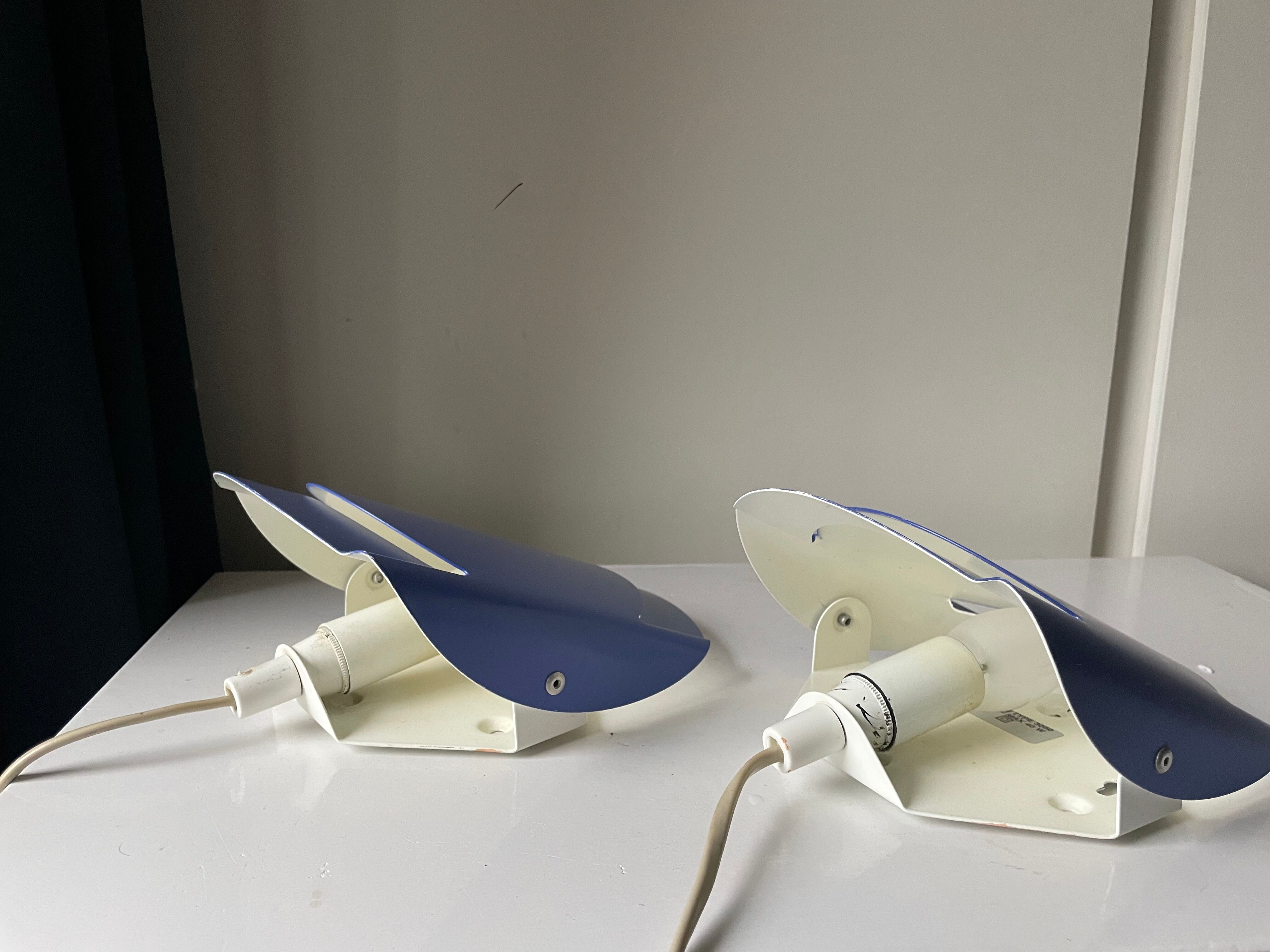 Pair of danish purple vintage wall lamps sconces by Lyfa