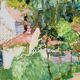 Village with pink roofs, oil on canvas signed Claude Jousset.