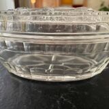 Oval molded glass butter dish