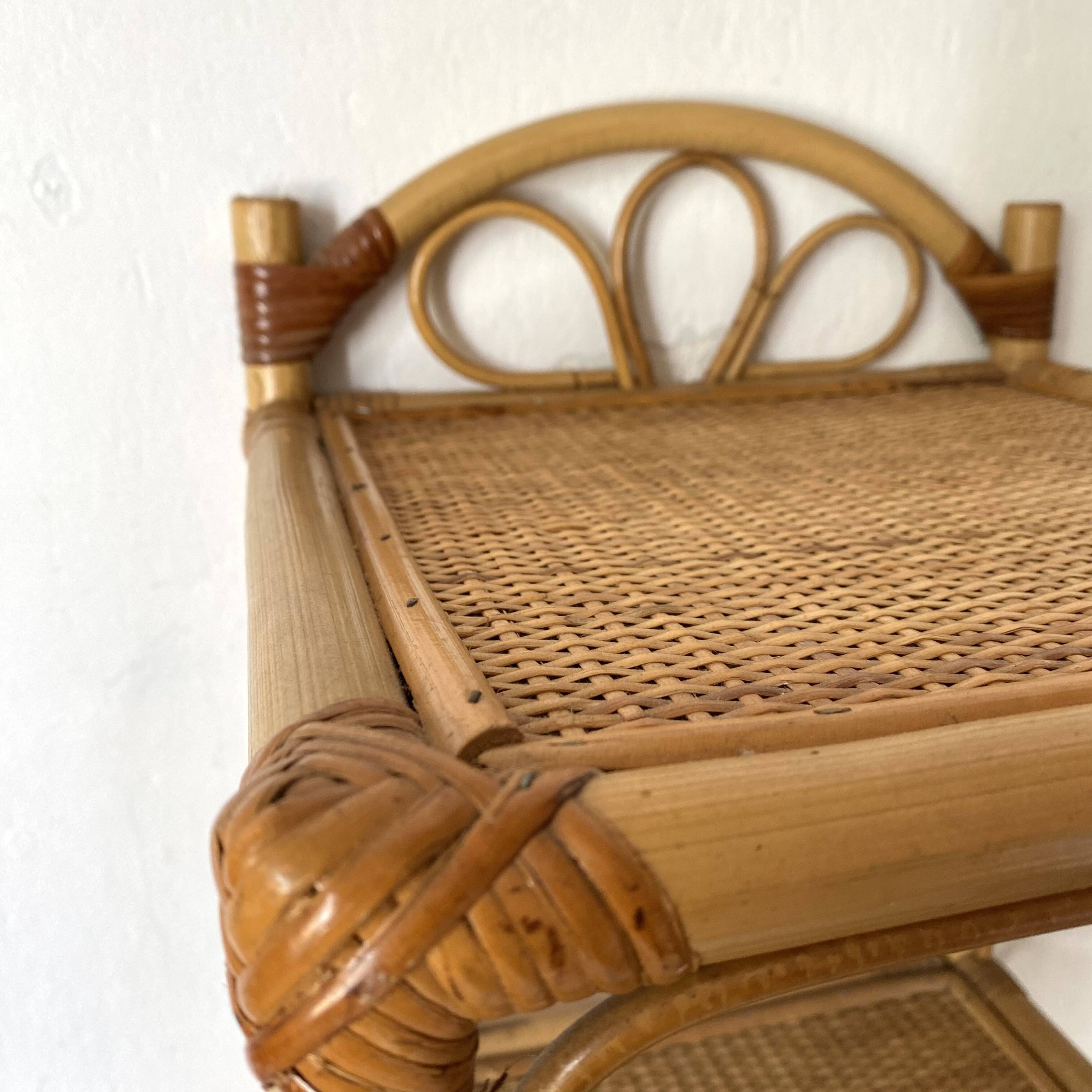 Vintage rattan shelf, bedside or end of sofa