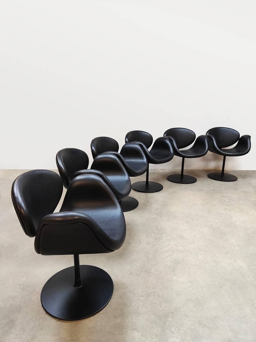 Vintage Dutch design 'Little Tulip' swivel chairs by Pierre Paulin for Artifort