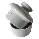 Vintage water butter dish in white porcelain - sleek design