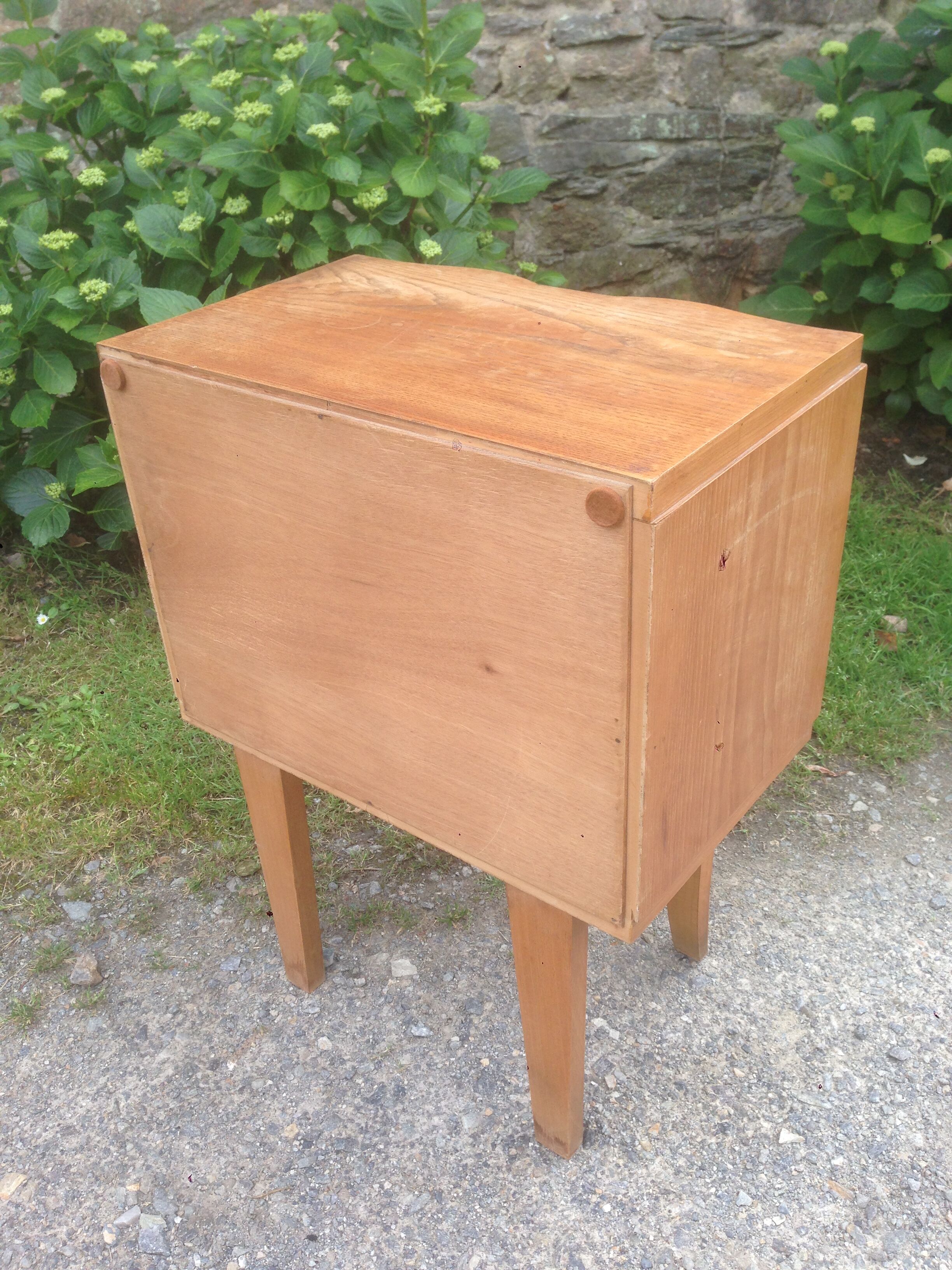 Vintage bedside table plated light oak.