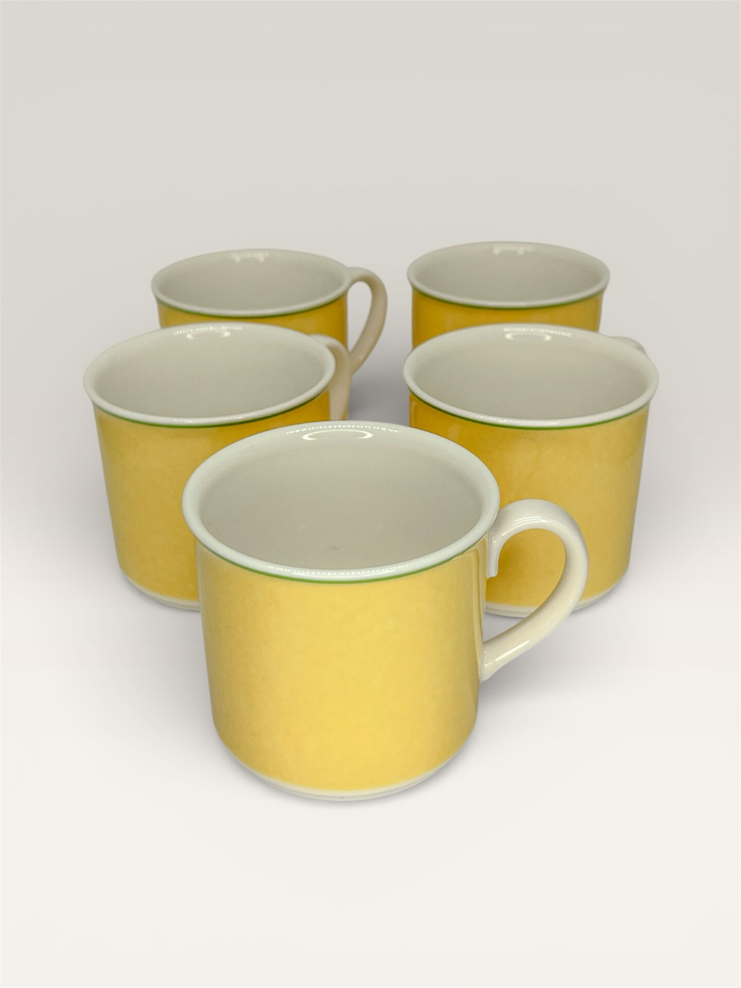 5 tasses vintage Villeroy & Boch jaune et verte