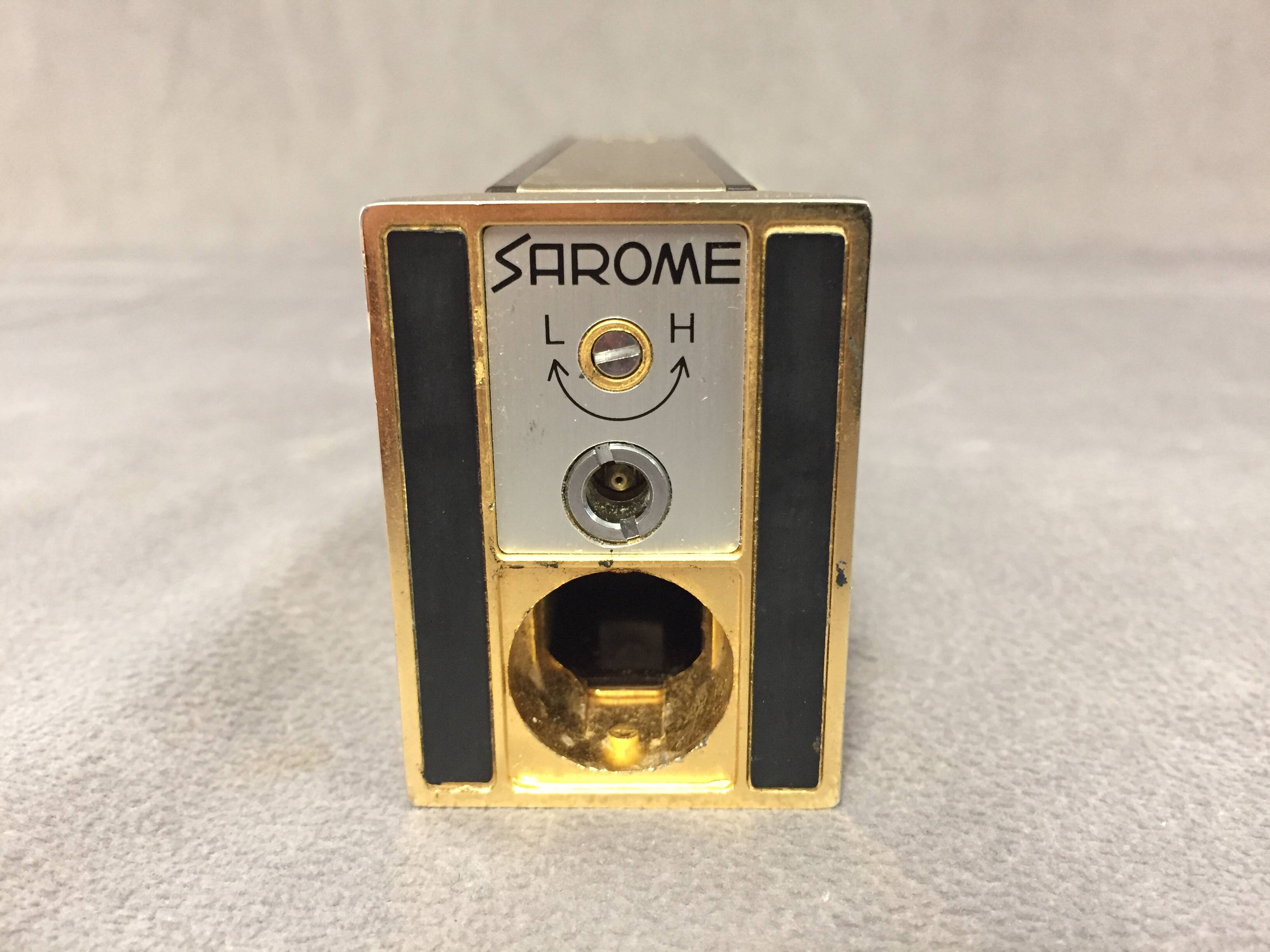 Collector Table Lighter SAROME Vintage Electric Gold Metal & Alabaster Chic