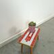 Table d'appoint design Hellerau à damier avec verre et bord doré No. 15