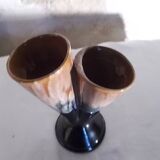 Vase vintage double col en grès flammé