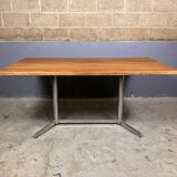 Vintage industrial table desk chrome oak