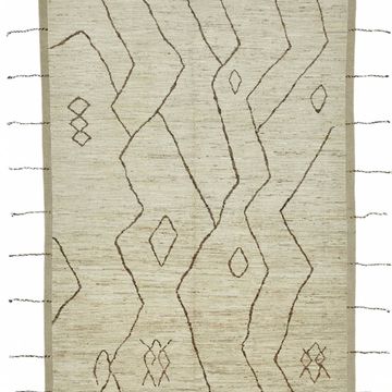 Hand-Knotted Tribal Unique 208 cm x 303 cm Beige Wool Carpet