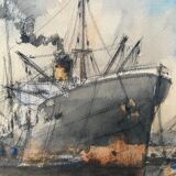 Tableau peinture "vue du port"