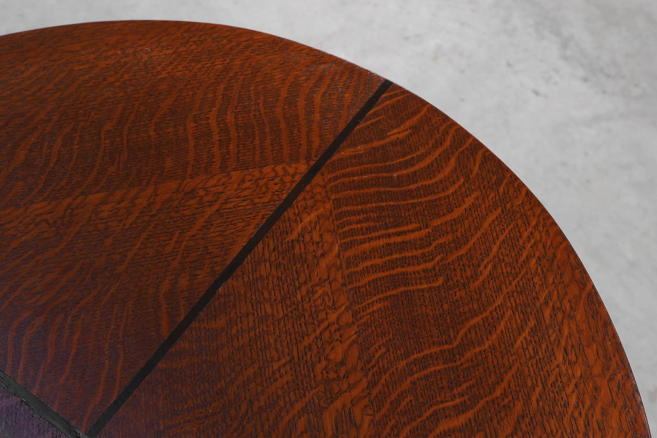 Art Deco Oak Side Table with Sculptural Base and Geometric Top, Belgium ca.