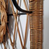 Woven wicker coat rack