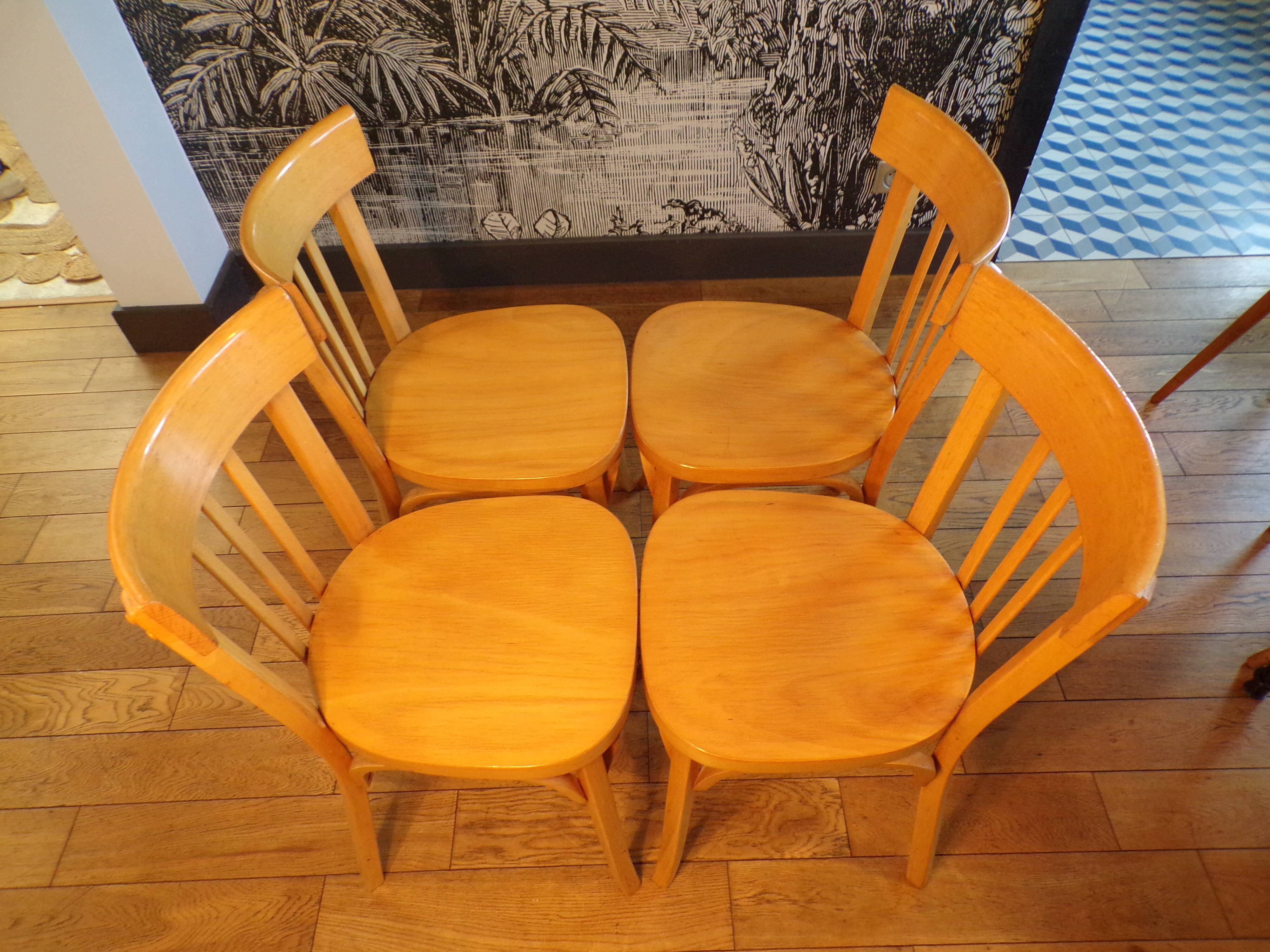 Set 4 chaises de bistrot Baumann bois clair