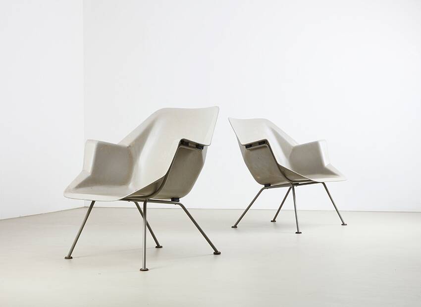 Rare Pair of Early 416 Chairs by Wim Rietveld & Andere Cordemeyer for Gispen 1957