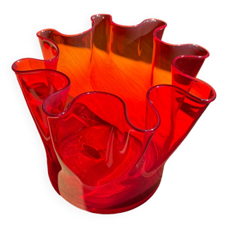 Vase mouchoir vintage 70’s rouge translucide