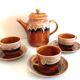Hawaiian decor coffee service from the Sarreguemines faience factories / vintage 60s-70s