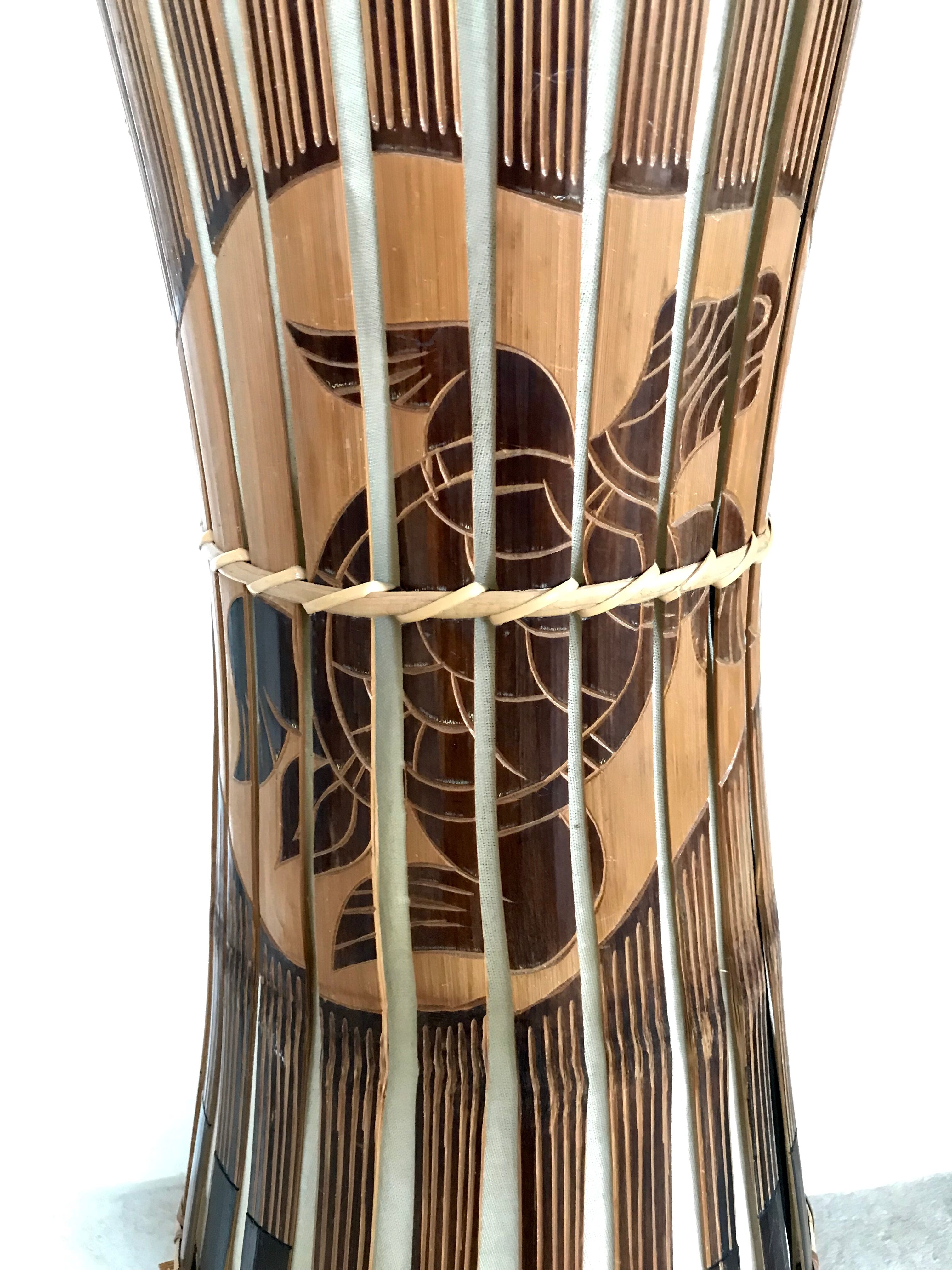 Lampadaire vintage bambou et rotin