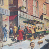 'Market Day' - British Street Scene - Oil on Canvas