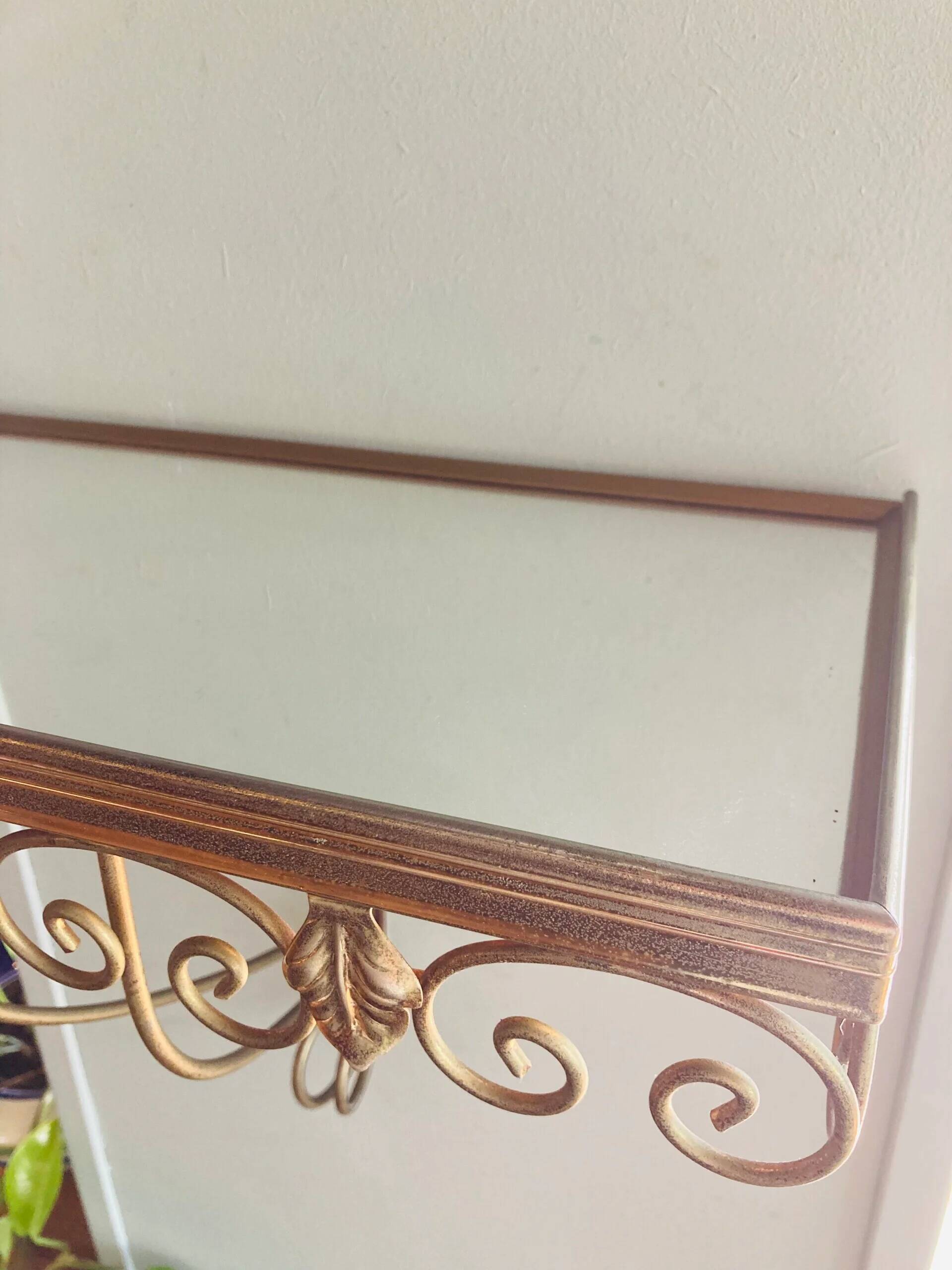 Vintage brass Deknudt mirror with shelf, 1970s