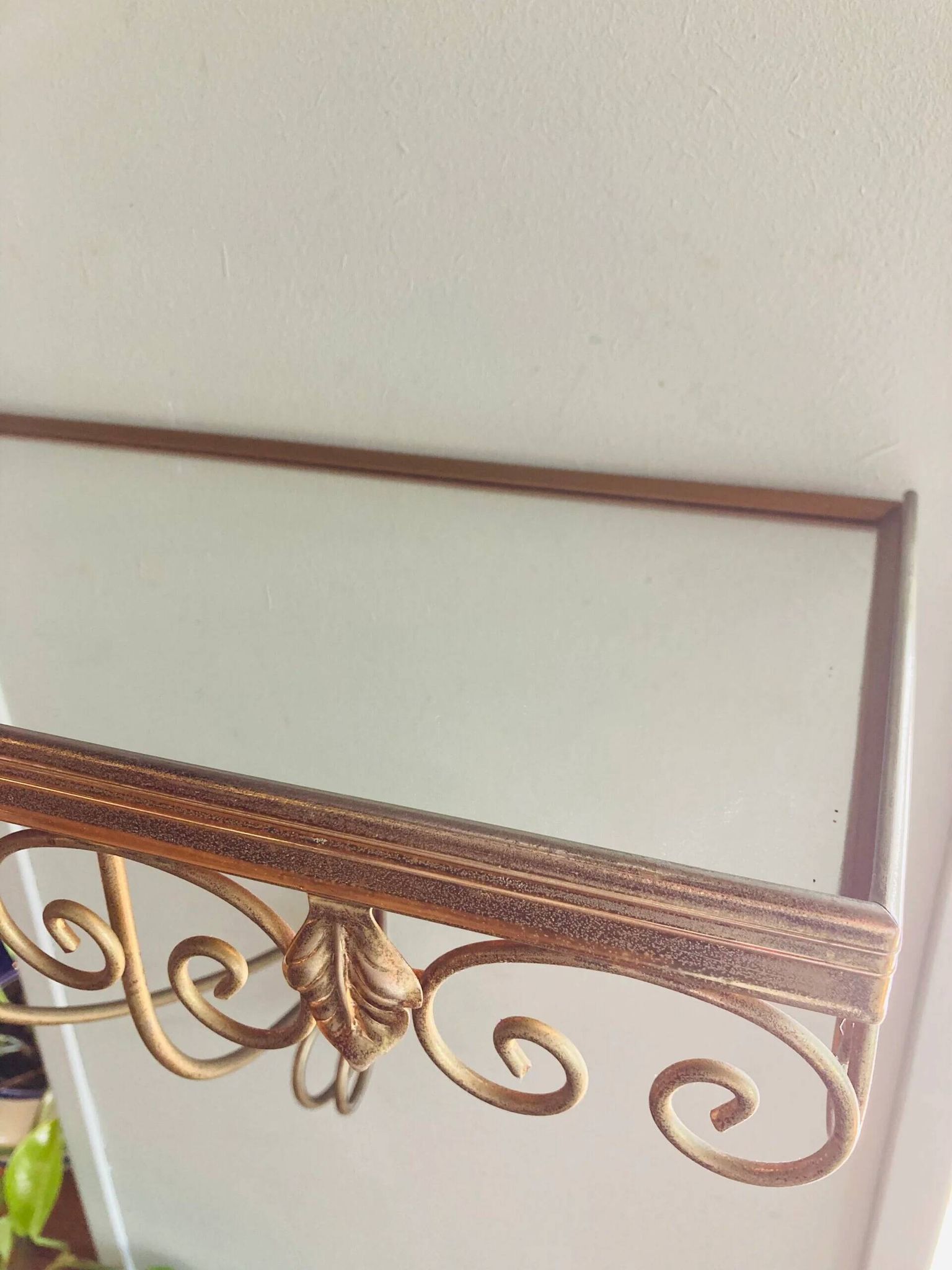 Miroir en laiton vintage Deknudt avec étagère, années 1970