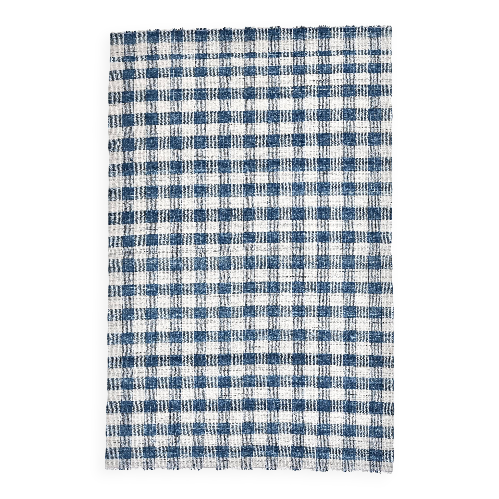 190x290cm İndigo blue kilim carpet. made with wool, Organic Wool Kilim