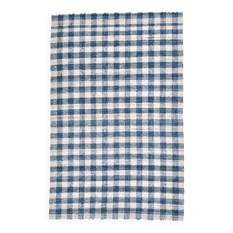 Tapis kilim bleu indigo 190 x 290 cm, en laine biologique