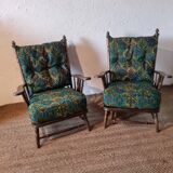 Pair of 1950s Brutalist Oak Armchairs