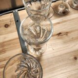 12 small twisted bistro glasses, 19th century