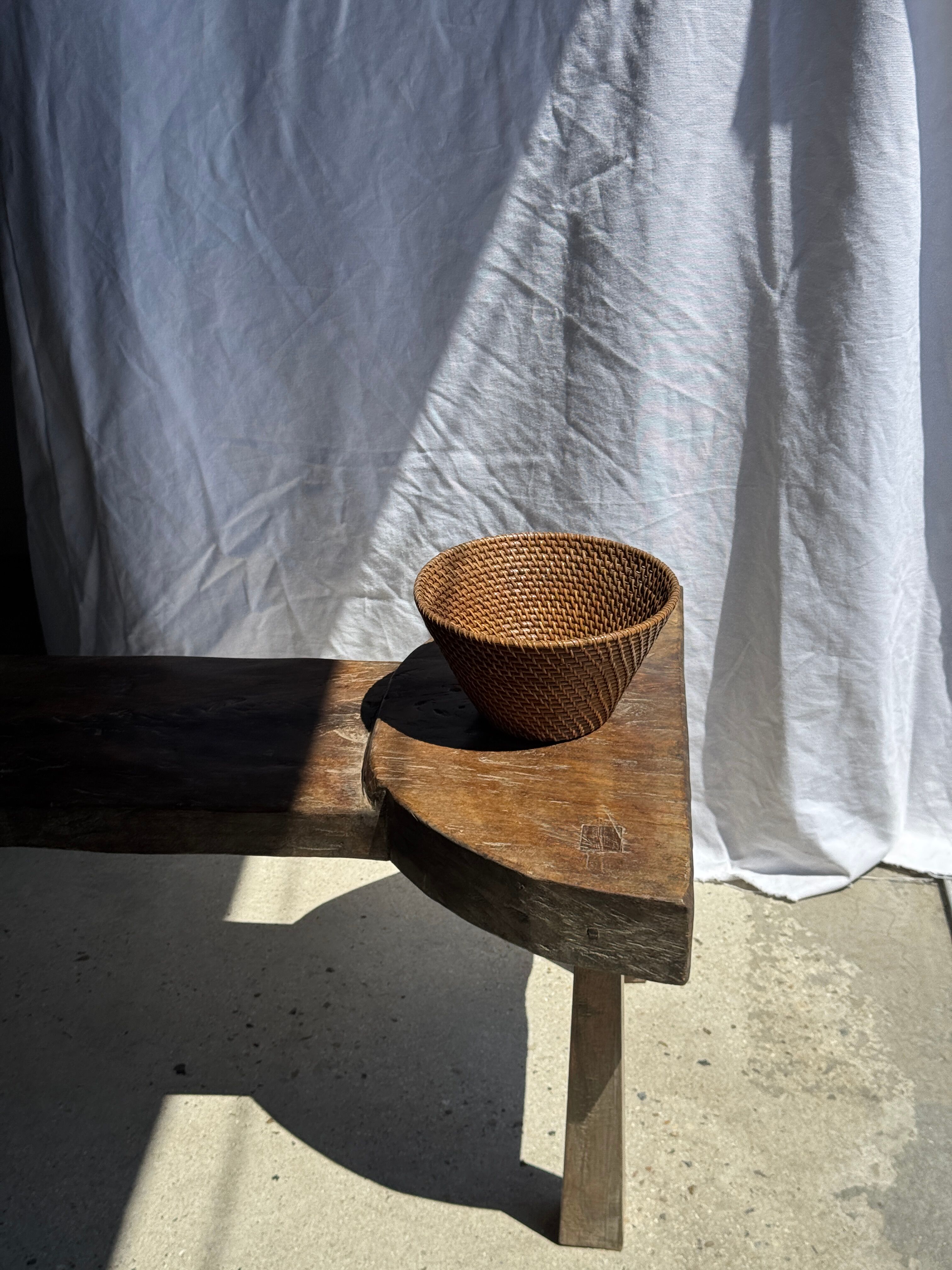 Panier rond en rotin artisanal indonésien D25 H14