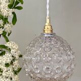 Vintage molded glass globe pendant light