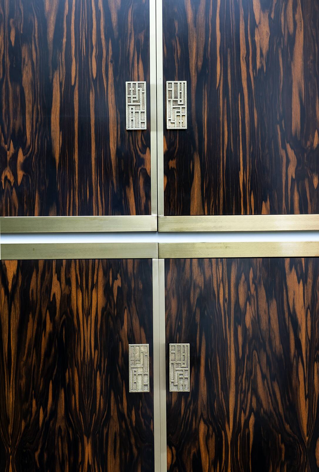 Luciano Frigerio Mid-Century Modern Italian Brass and Walnut Wardrobe, 1970