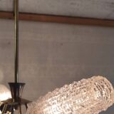 Brass chandelier with 4 lights and glass tulips - 1950s/60s