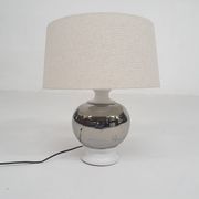 White and silver ceramic table light attrb. to Bitossi, Italy 1970's