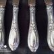 Set of 7 old cheese knives, Solingen brand, in VM800 silver and vermeil