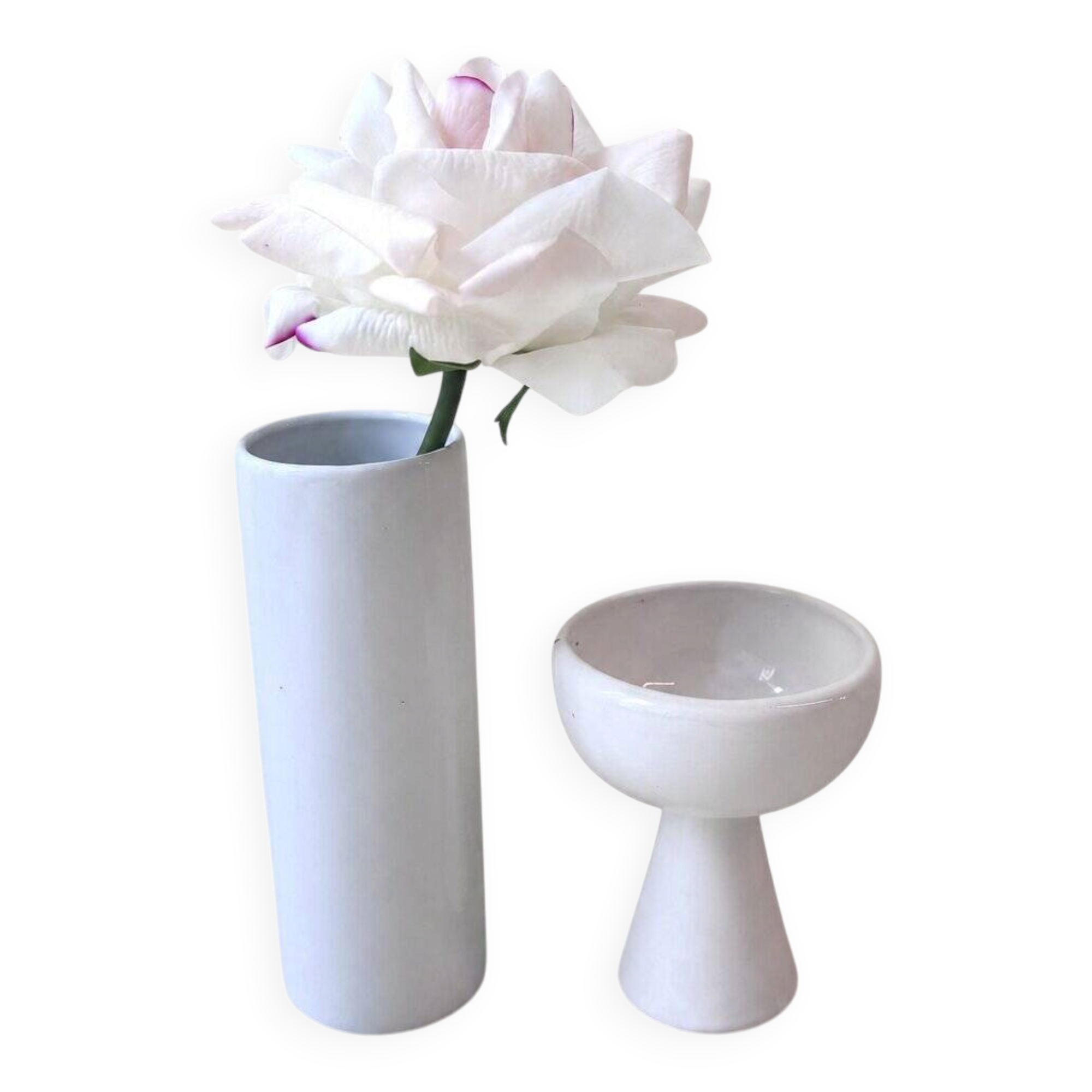 Soliflore et bougeoir en porcelaine